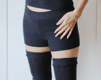 Womens Wool Sweater Shorts, 100% Merino Wool Knit Boxer Shorts, made to order, made in the USA