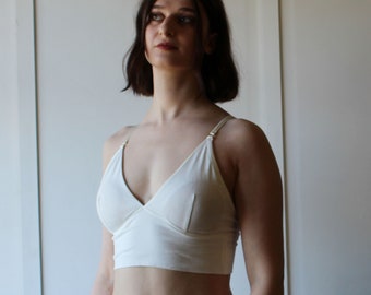 Organic Cotton Padded Bralette with Molded Cup, Organic Underwear, Made to Order, Made in the USA