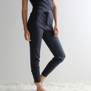 Merino Wool Sweater Joggers, 100% Wool, Womens Sweater Knit Lounge Pants, Made to Order in the USA