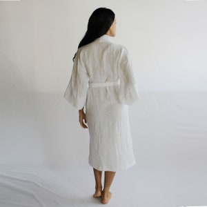 Linen Kimono Robe with Pockets, Womens Linen Pajamas, Midi Robe, Made To Order, Made in the USA image 5