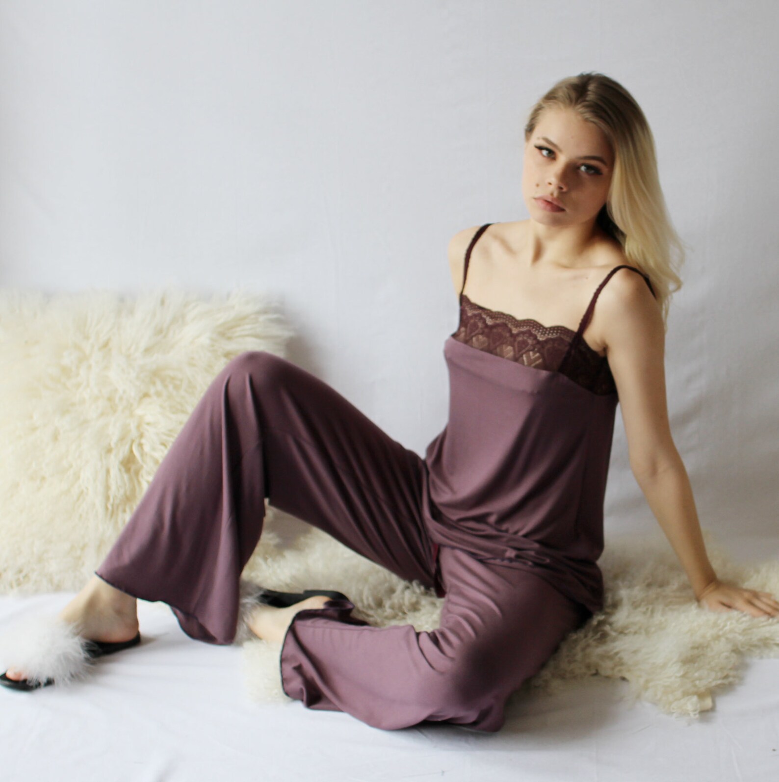 Bamboo Pajama Set Womens Pajama Bamboo Camisole Top Loose Etsy