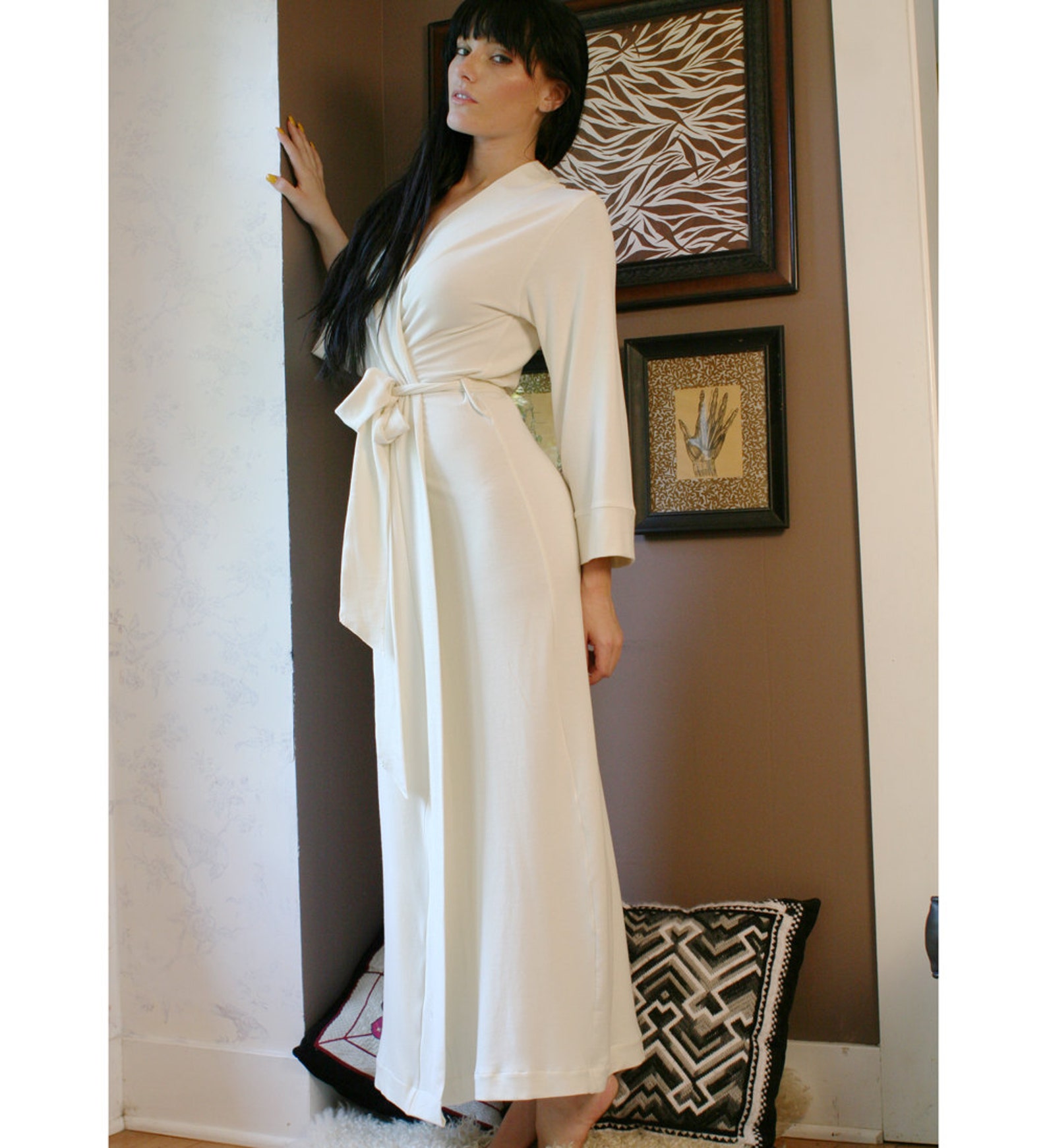 Womens long robe BAMBOO TERRY made to order Etsy