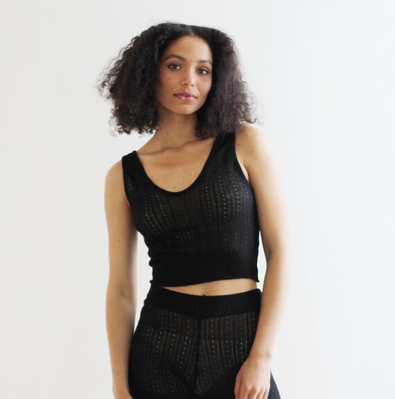 Silk Cashmere Cropped Tank Top in Lacy 