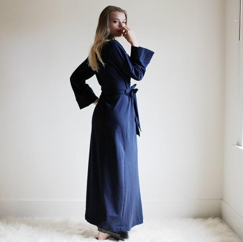 Long Organic Cotton Robe Full length Womens Robe long Etsy