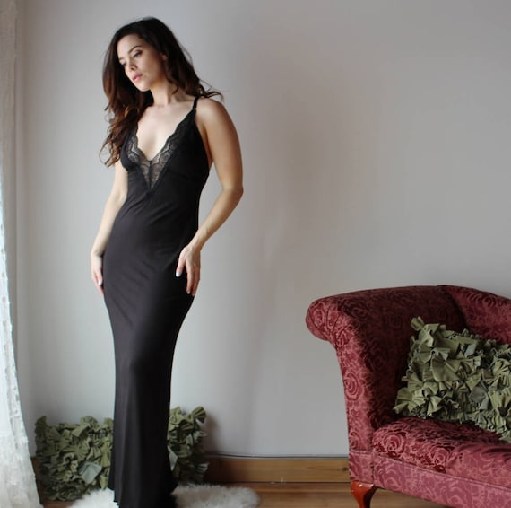 Bamboo Nightgown With Plunging Neckline ...