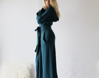 Womens Merino Wool Robe, Full Length Robe with Pockets and Hood, 100% Wool, Sweater Knit, Made to Order in the USA, Handmade