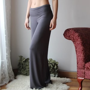 bamboo foldover lounge pants with a wide leg, pajama pants, bamboo pj&#39;s, natural pajama, yoga pants,  Made in the USA