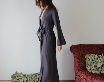 Womens Full Length Robe with long sleeves, Bamboo Robe - Cathedral womens bamboo sleepwear range - made to order