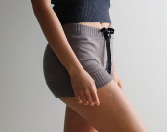 Merino Wool Sweater Shorts, Womens Sweater Knit Shorts, Boxer Shorts, Wool Sleepwear, Made to Order, Made in the USA