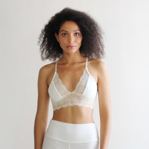 HONEY PIE SET Cotton Pointelle Jersey Stretch Padded Bra Lingerie