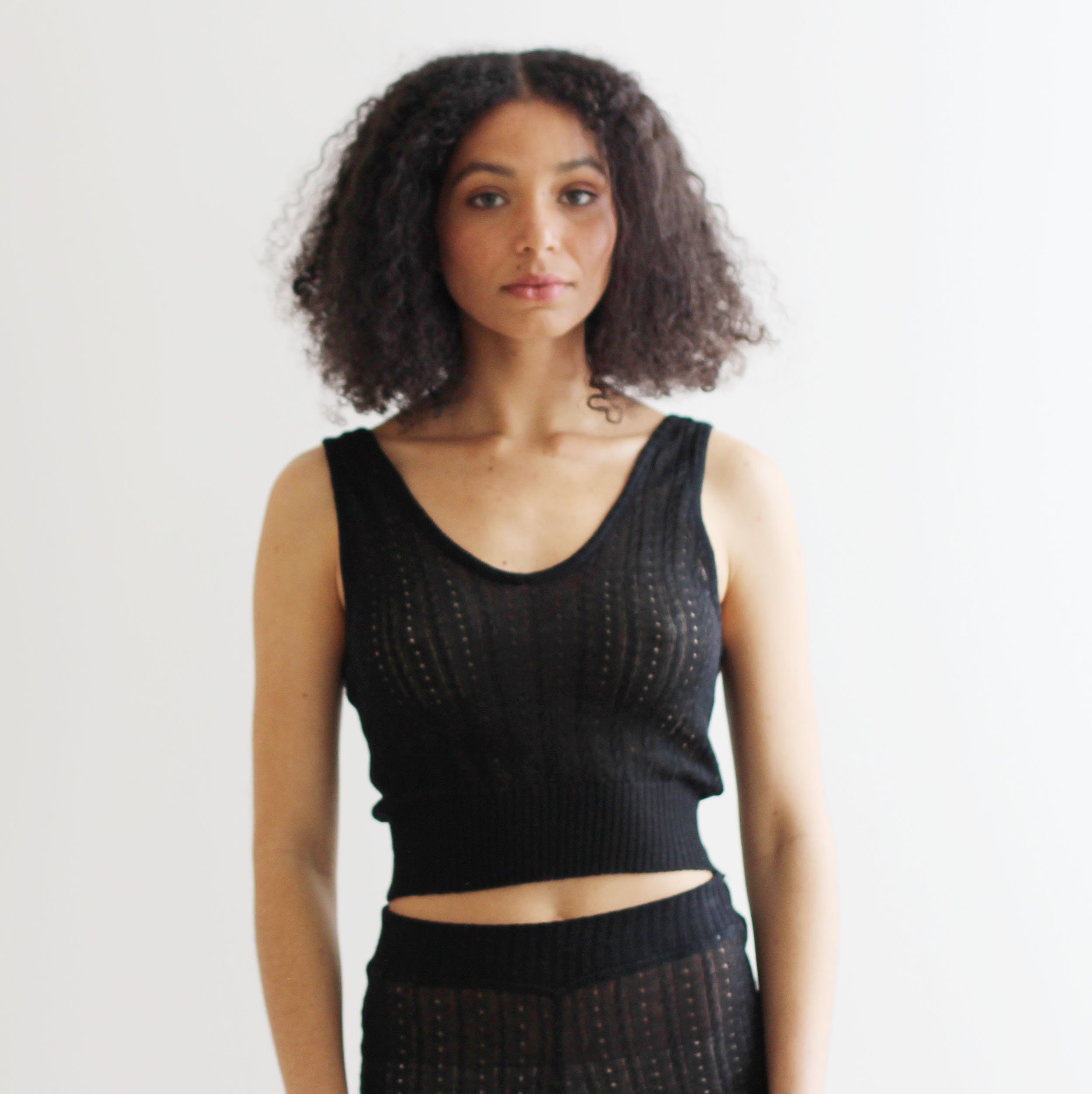 Silk Cashmere Cropped Tank Top in Lacy 