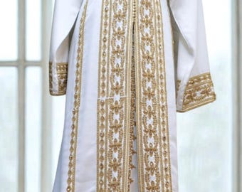 2 piece luxury Moroccan traditional Caftan set, elegant wedding and special occasion outfit.