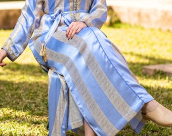 Handmade Moroccan kaftan, available in multiple colors, elegant traditional dress for engagement, eid and special occasions.