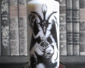 Baphomet pillar candle, victorian candle, witch demon, decorative candle, halloween decor, gothic home decor ,satanic, occult, witchcraft