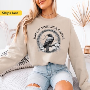 Crow Shirt, Goblincore Shirt, Support Your Local Crow Lovers, Nature Lovers, Moon Phase Shirt, Funny Shirt