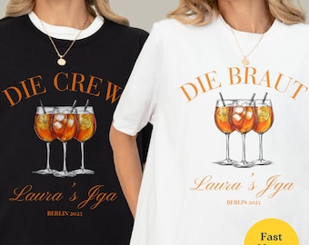 Personalized JGA T-Shirt Aperol Spritz, Team Bride, Location & Name Hen Party Shirts, Maid of Honor Gift T-Shirt, JGA Tee