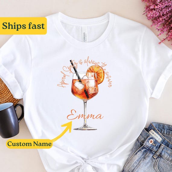 Aperol Spritz Personalisiert Shirt, T-Shirt Aperol Club, Aperol Shirt, Geschenk für Freund Freundin, Good Vibes,
