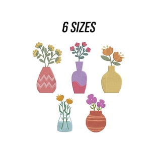 Flower Vase Machine Embroidery, Rose Machine Embroidery Files, Glass Jar Wedding Flowers Embroidery Design, Floral Embroidery, 6 Sizes
