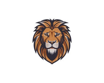Lion Embroidery Design - Noble Lion Face Embroidery Design  - Jungle King for Dark Fabric - Wild Embroidery - Animal Embroidery - 5 Sizes