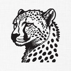 Cheetah on a black background Machine Embroidery Design - Leopard Embroidery Files - 5 Sizes - Instant Download