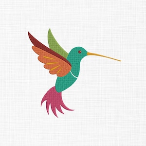 Hummingbird Machine Embroidery Design, Colorful Hummingbird Embroidery file, Bird Embroidery, DIY Embroidery, Whimsical Embroidery, 5 Sizes