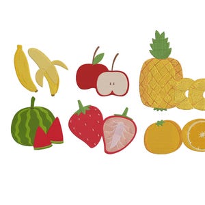 Fruits Bundle Embroidery Design, Fruits Embroidery Design, Summer Fruit Embroidery Design, Food Embroidery, 5 Sizes instant download