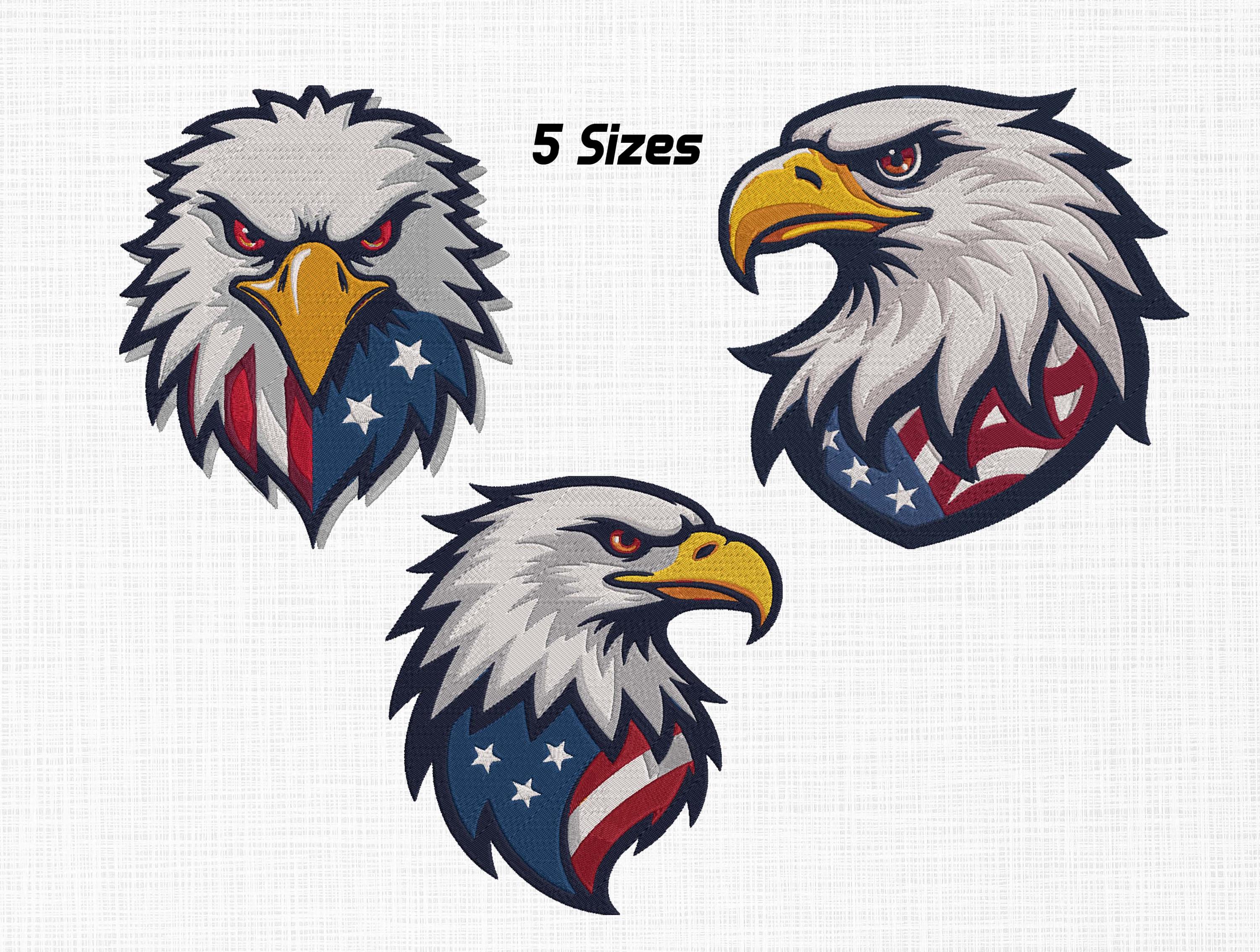 American Bald Eagle Patriotic Embroidery Design, USA Flag Machine ...