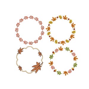 Höstbroderi med ram, vapensköldbroderi, höstbroderi, broderidesign med höstblommor, lövvapensköldbroderi, kransfiler, 6 storlekar