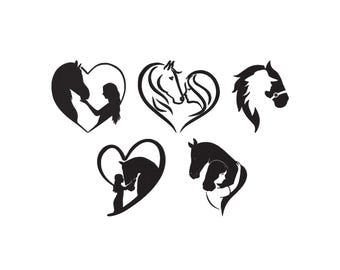 Horse With Women Embroidery Design, Line Art Embroidery Design, Girl Love With Horse Embroidery Design, Machine Embroidery 6 Sizes Download