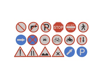Road Sign embroidery design bundle, Vehicle Sign Embroidery Designs, Machine Embroidery Design, Transport Traffic Sign Embroidery, 6 Sizes