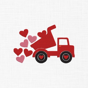 Valentine's Truck Embroidery Design Truck With Hearts Embroidery Valentine's Day Embroidery Machine Embroidery 5 Sizes Digital Download