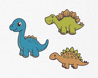 Dinosaurs Bundle Embroidery Design Dinosaur Embroidery Design Animal Embroidery Design Machine Embroidery 5 Sizes Digital Download