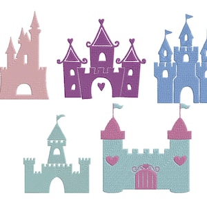 Princess Castle Bundle Machine Embroidery Design, Fairy Tale Castle Embroidery, Royal Castle Embroidery Design, Sand Castle Design, 6 Sizes