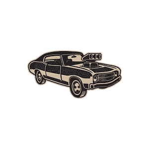 Classic Muscle Car with Supercharger  Machine Embroidery - Car digital design - Fast furious Car pattern - Instant download - 5 Sizes