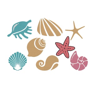 Borduurontwerpen zeedieren, borduurontwerp zeester, schelpborduurwerk, kokkelsborduurwerk, diepzeeborduurwerk, 6 maten