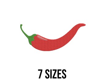 Chili Pepper Embroidery, Spicy Pepper Embroidery Design,Red Chili Embroidery Design,Fun Chili Files ,Vegetable Embroidery,Food Chili,7 Sizes