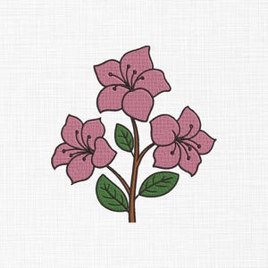Pink Azalea Flower Embroidery Design Azalea Embroidery Design Pink Flower Embroidery Design Machine Embroidery 5 Sizes Digital Download