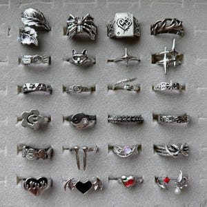 Vintage statement ring collection,gothic rings,retro silver rings, punk chunky ring, unisex adjustable open ring,silver stackable ring gift