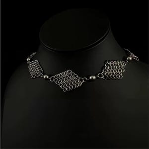 Punk Metal Woven Diamond Choker Necklace, Chunky Chain Choker Necklace, Y2K Silver Chain Choker, Diamond Metal Necklace,Grunge Necklace Gift