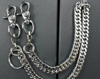 Retro Silver Rose Carving Silver Chain Pants Chain, Chunky Silver Pants Chain,Punk Pants Chain,Grunge Pants Chain,Y2K Jewelry Gift.