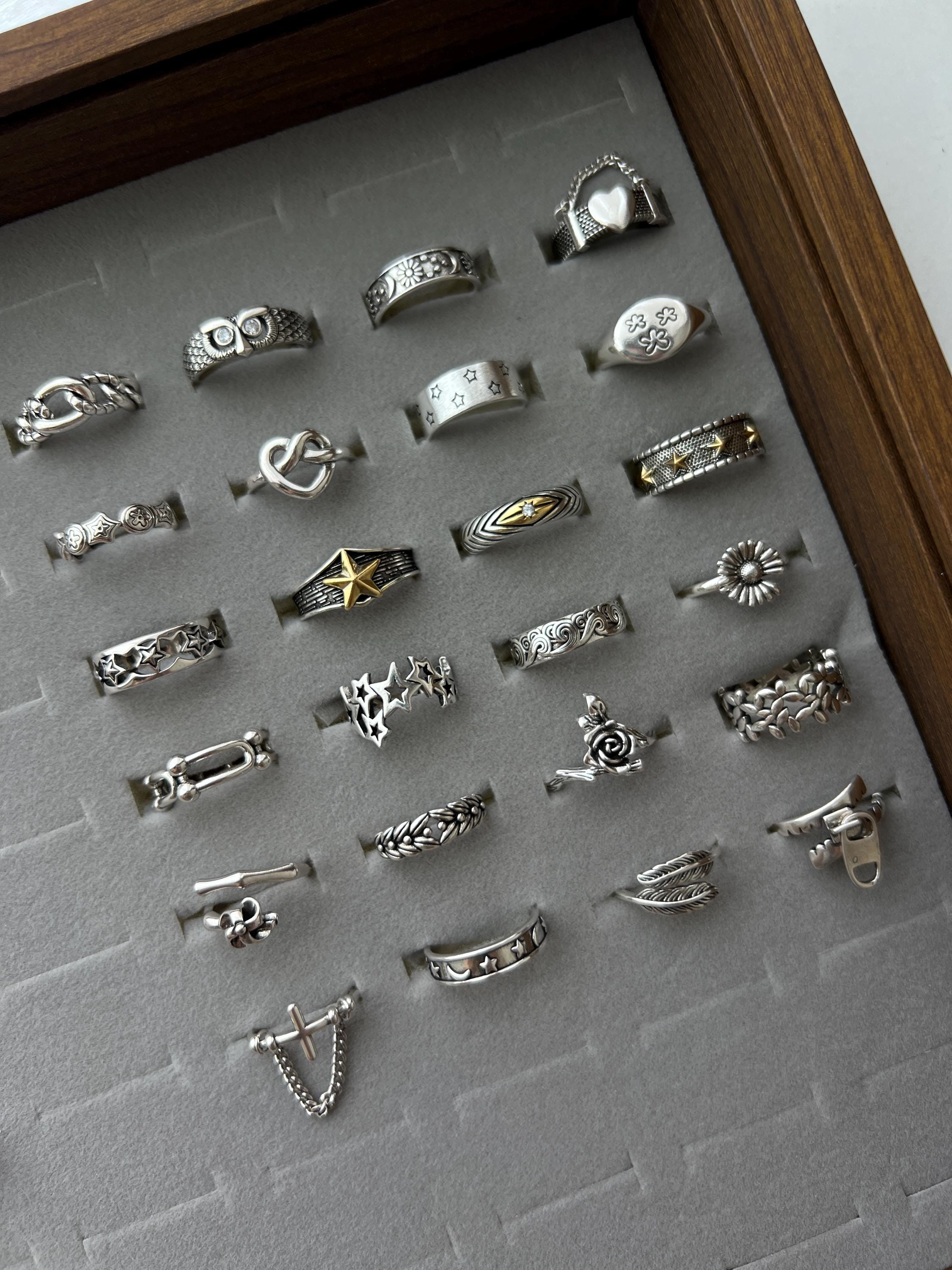 Silver Rings Punk Buy 2 Free Shipping!punk Silver Rings,y2k Stackable Rings,vintage ...