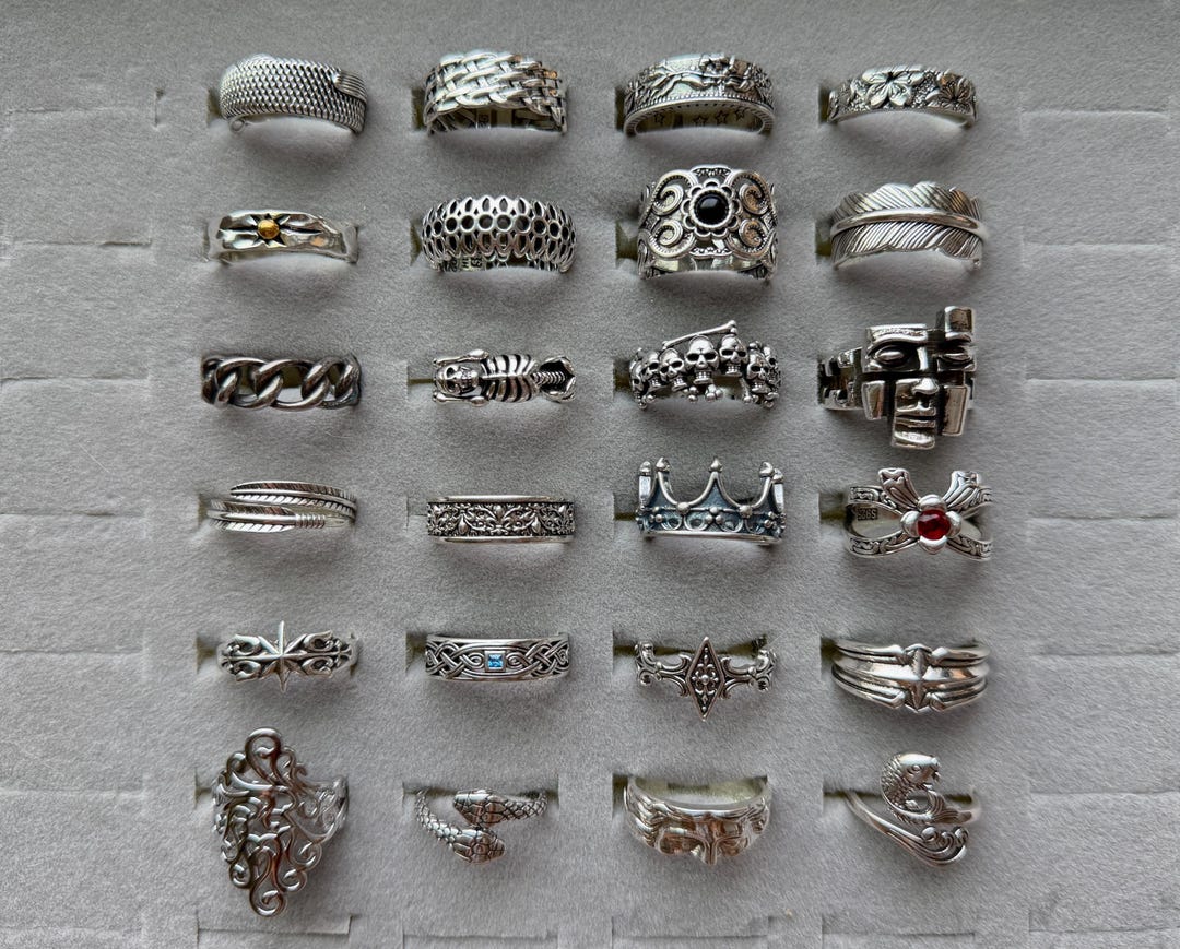 Retro Statement Ring Collection,gothic Silver Skull Rings,vintage Star ...