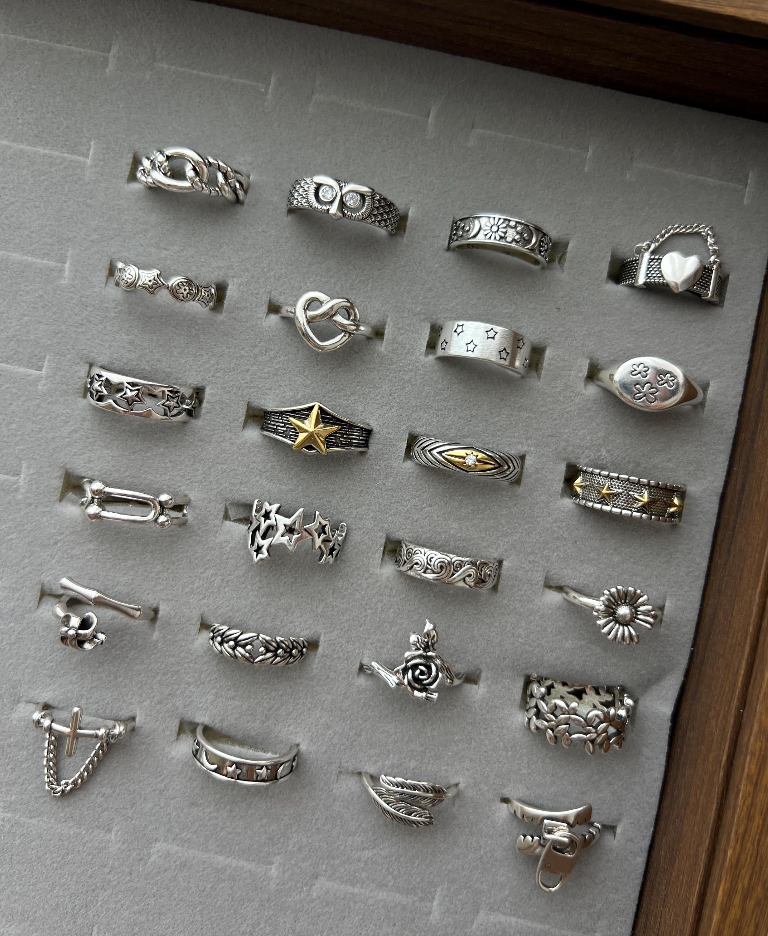 Silver Rings Y2k Buy 2 Free Shipping!punk Silver Rings,y2k Stackable Rings,vintage ...