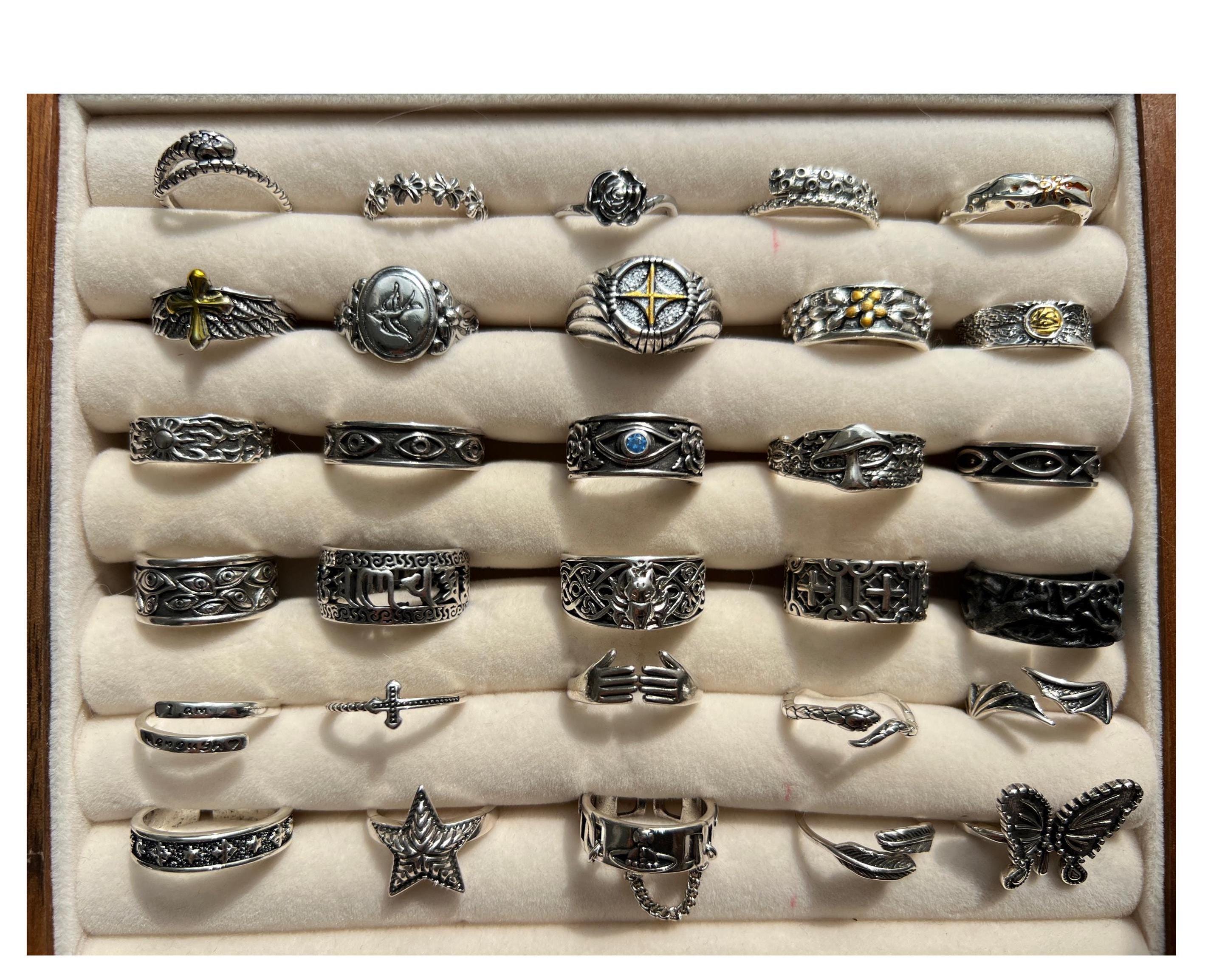 Rings Grunge Gothic Adjustable - 2023 New Punk Black Silver