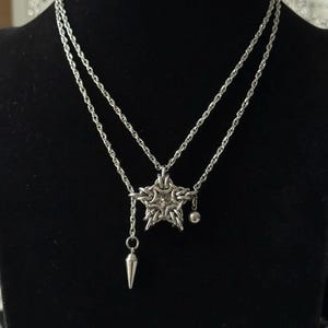 Punk Stainless Steel Woven Star Pendant Necklace,Silver Star Pendant Necklace,Gothic Spike Necklace,Grunge Jewelry,Edgy Unisex Necklace Gift
