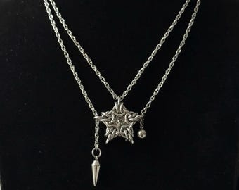 Collier pendentif étoile tissé punk en acier inoxydable, collier pendentif étoile en argent, collier pointe gothique, bijoux grunge, cadeau collier unisexe avant-gardiste