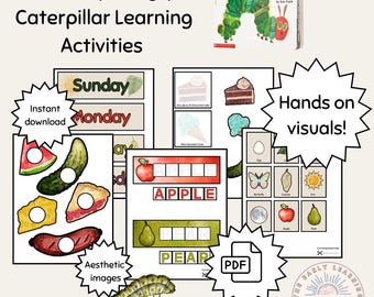 Die Sehr Hungrige Raupe/Lernaktivitäten/Vorschule/Geschichtenerzählen/Requisiten/Zählen/Matching/Lese- und Alphabetisierungsoptionen/ Lebenszyklus/ Praktisches Lernen