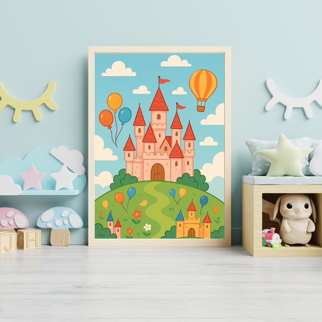 Fairy Tale Castle Wall Art Print - Magical Nursery and Kids Room Decor ...