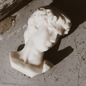 Bougie tête de David, bougie statue grecque, bougie de cire de soja, bougie sculpture, décoration d&#39;intérieur minimaliste, cadeau unique, cadeau de décoration d&#39;intérieur