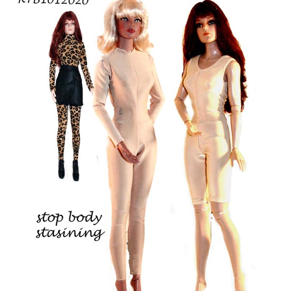 Doll clothes sewing pattern, protective bodysuit for RTB101 doll bodies